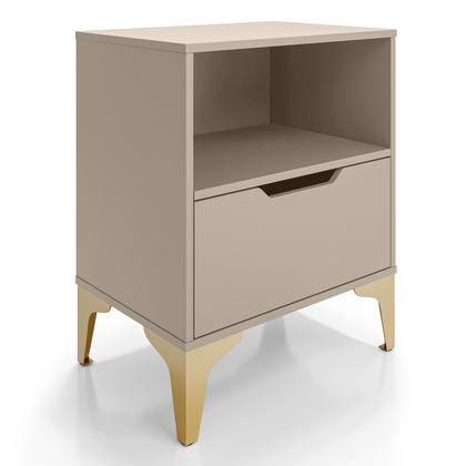 Imagem de Mesa de Cabeceira Com 1 Gaveta Corrediça Telescópica Nicho Base em Aço LH Móveis