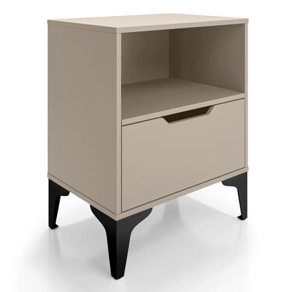 Imagem de Mesa de Cabeceira Com 1 Gaveta Corrediça Telescópica Nicho Base em Aço LH Móveis