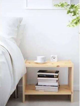 Imagem de Mesa de Cabeceira Com Prateleira E Tampo Em Madeira