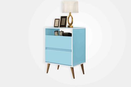 Imagem de Mesa de Cabeceira Lotus 2 Gav-  Azul J&A Moveis