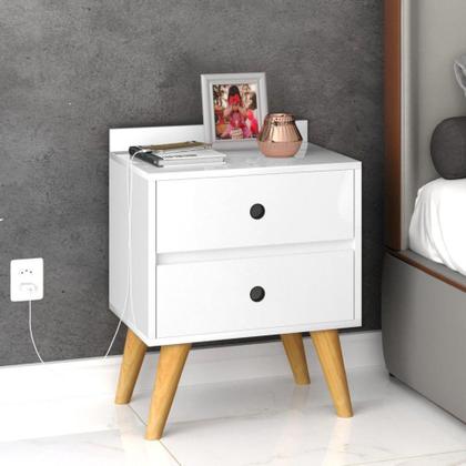 Imagem de Mesa de Cabeceira Madero Retrô - Branco - GAIO DECOR