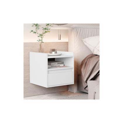 Imagem de Mesa de Cabeceira Minerva Suspensa 1 porta basculante - Branco