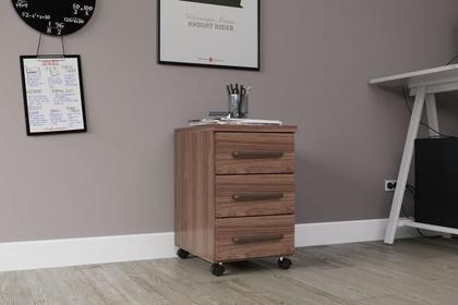 Imagem de Mesa de cabeceira office gaveteiro com rodízio 3 gaveta premium capuccino