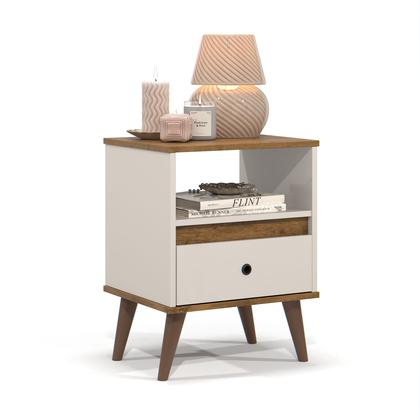 Imagem de Mesa de Cabeceira Pequena Off White  Modelo Ted com Gaveta Única