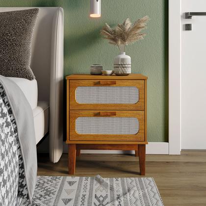 Imagem de Mesa de Cabeceira Pés de Madeira Estilo Retro 45cm Para Cama