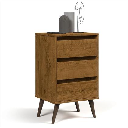 Imagem de Mesa de Cabeceira Retrô Wood 3 Gavetas Freijó - EJ Móveis