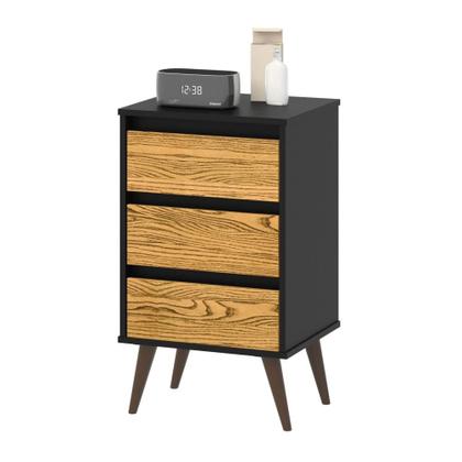 Imagem de Mesa de Cabeceira Retro Wood Ej Móveis Preto/Nature 22307