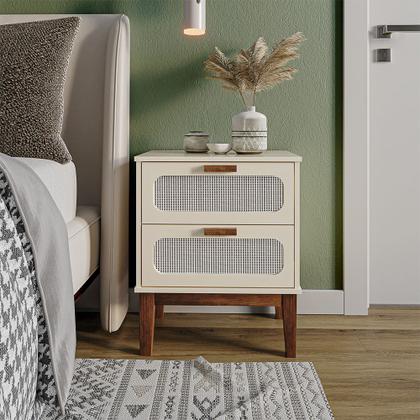 Imagem de Mesa De Cabeceira Santorini 2 Gavetas 45 Cm Off White