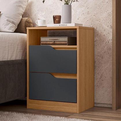 Imagem de Mesa de Cabeceira Sole 2 Gavetas 1 Nicho Freijó/Titanium Flex Móveis Albatroz  Moveis Albatroz