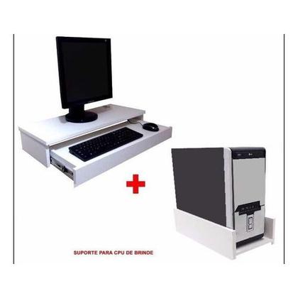 Imagem de Mesa de cabeceira suspenso prateleira para computador ou notebook suporte para cpu e impressora 3 pç