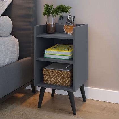 Imagem de Mesa de Cabeceira XPlus Estilo Retrô Pés Palito cor Cinza - MJM Casa dos Moveis