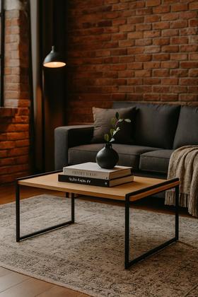 Imagem de Mesa de centro sala industrial retangular decor slim