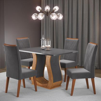 Imagem de Mesa de Jantar 4 Lugares Gol Mel/Cinza/Grafite - Viero Móveis