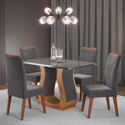 Imagem de Mesa de Jantar 4 Lugares Universe com Vidro Mel/Grafite - Viero Móveis