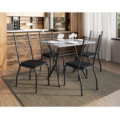 Imagem de Mesa De Jantar Ambiente Bruna 100x60 Cm Com Granito Ocre Itabira Com 4 Cadeiras 063 Preto  Artefamol