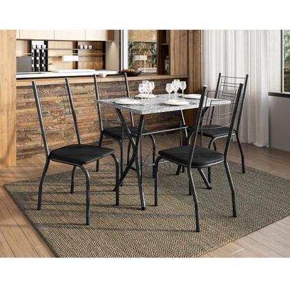 Imagem de Mesa de Jantar Ambiente Bruna 100x60 cm com Granito Ocre Itabira com 4 Cadeiras 063 Preto  Artefamol