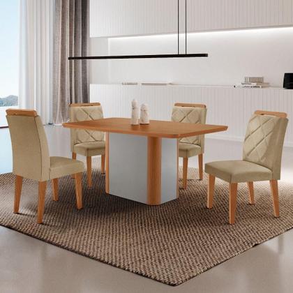 Imagem de Mesa De Jantar Isadora Mdf Com 4 Cadeiras Moderna Mobilia Turim 07/naturale Laminado