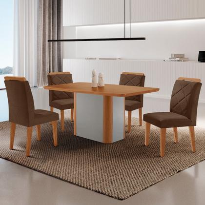 Imagem de Mesa de Jantar Isadora Tampo 120cm MDF Canto Copo e 4 Cadeiras Melissa Moderna Mobilia