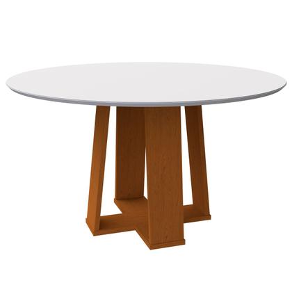 Imagem de Mesa De Jantar Para 6 Lugares Tampo Redondo Com Vidro 1,35m Isabela Cor Ype Off White New Ceval