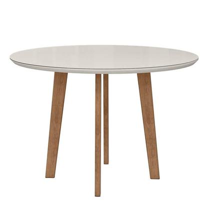 Imagem de Mesa de Jantar Redonda Tampo Vidro 108x108 Pés Oblongo Turmalina RV Móveis Off White