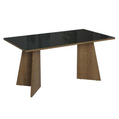 Imagem de Mesa de Jantar Retangular Tampo de Vidro 5389 Rustic/Preto Madesa