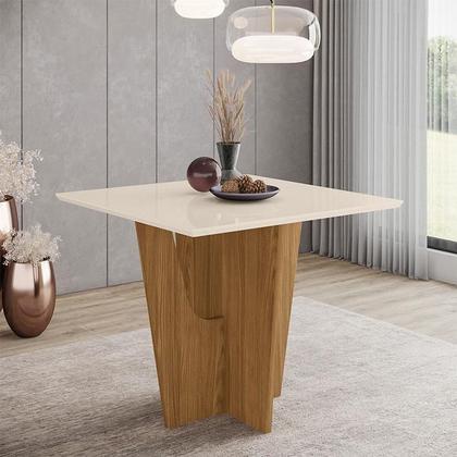 Imagem de Mesa de Jantar Vértice 90 cm Ambiente Canto Reto sem Vidro Nature Off White  Henn