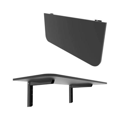 Imagem de Mesa de Parede Dobrável com Suporte 90x40 Cm Preta Retrátil Sala Quarto e Cozinha