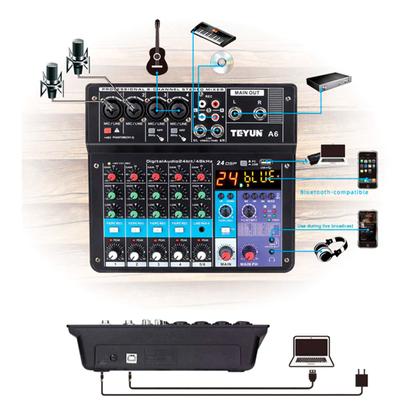 Imagem de Mesa De Som 6 Canais Mixer Áudio Usb Smart Profissional A6 Conjunto Interface Externa