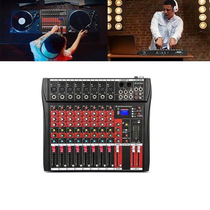 Imagem de Mesa de Som 8 Canais Interface de Áudio Mixer Placa de Som Com Efeito Bluetooth USB MP3 +48V