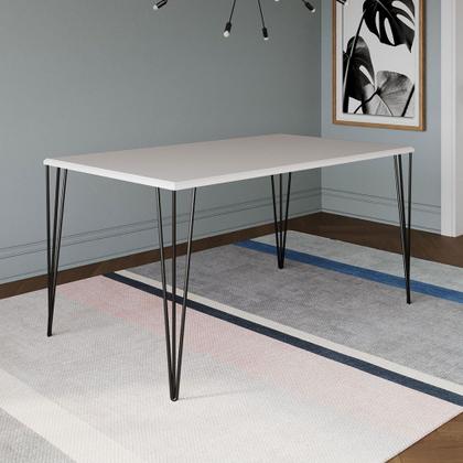 Imagem de Mesa Elen Tampo Retangular 140x80cm de Madeira Branco 