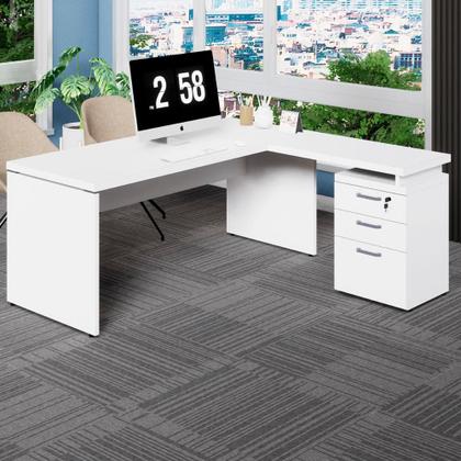 Imagem de Mesa Escritório L 170cm x 70cm Gaveteiro 3 Gav. Pé Painel F5