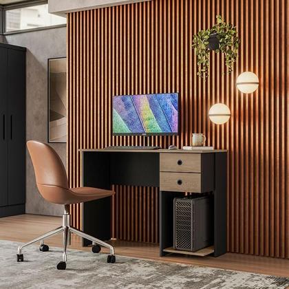 Imagem de Mesa Escrivaninha 4115 Ambiente Preto Fosco Carvalho TOQ Rústico - Qmovi