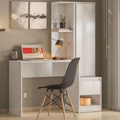 Imagem de Mesa Escrivaninha com Armário Morada 1 Porta 1 Gaveta Branco - Demóbile