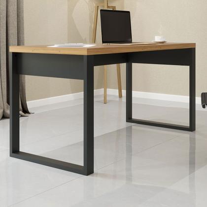 Imagem de Mesa Escrivaninha Industrial 100% Mdf Freijó/Preto Fosco F20 - Pradel