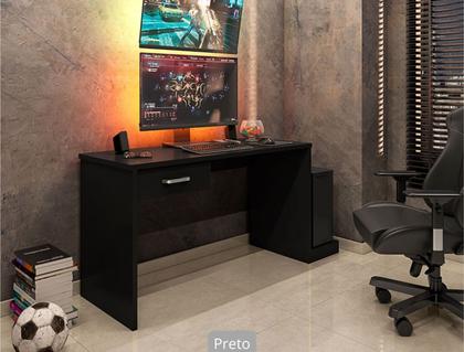 Imagem de Mesa Gamer 127cm Com Gaveta Porta CPU Escrivaninha DRX Preto
