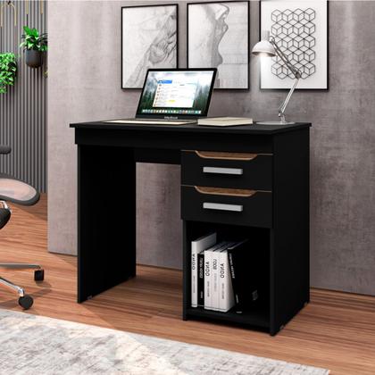 Imagem de Mesa Home Office para Computador Veneza com Gavetas - Preto