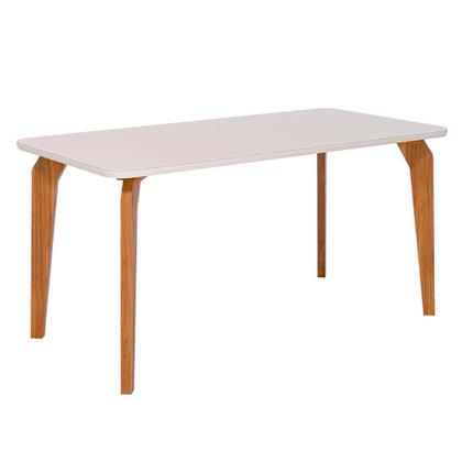 Imagem de Mesa Jantar Retangular 1,60 Papaia Com Vidro Madeira/Off White