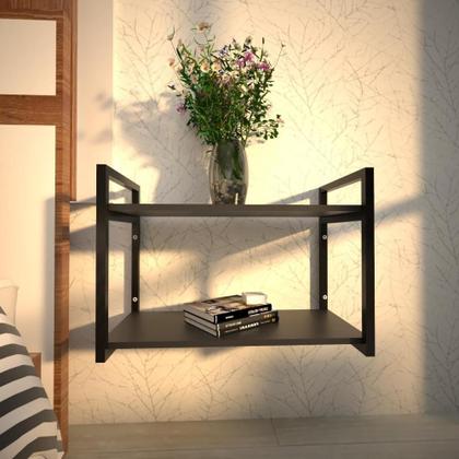 Imagem de Mesa lateral cama mesa de cabeceira preta mesa de cabeceira industrial kit mesa de cabeceira madeira kit mesa de cabeceira madeira