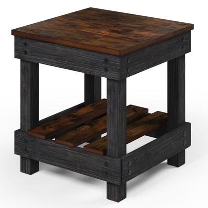 Imagem de Mesa Lateral de Madeira com Prateleira Walnut Distressado