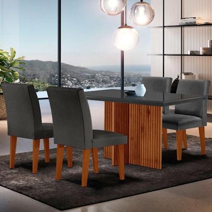 Imagem de Mesa Olimpia 120mm Mdf Vidro Canto Reto Com 4 Cadeiras