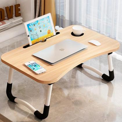 Imagem de Mesa Para Notebook Portátil Dobrável Articulada em Mdf Suporte para Laptop Cama Estudo Porta Tablet