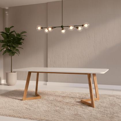 Imagem de Mesa para Sala de Jantar 210cm com Vidro Caju