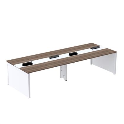 Imagem de Mesa Plataforma Dupla para 4 Lugares para Coworking 150x120/4p Walnut/Branco