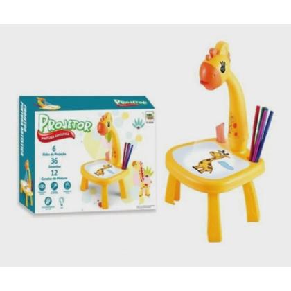 Imagem de Mesa Projetor Desenho Infantil Mesinha De Desenho Projetara (Amarelo)