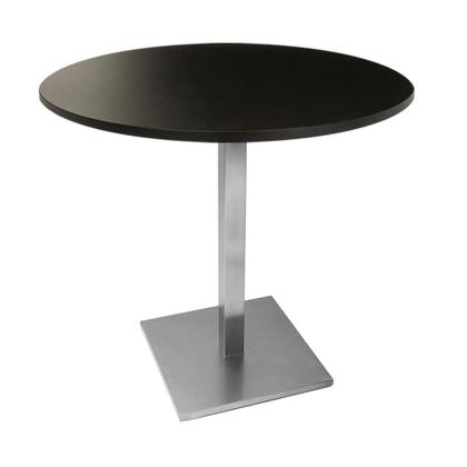 Imagem de Mesa Quadrada Alpha Inox Cor Prata 73,50 cm (Altura) com Tampo em MDP Redonda 80 cm Preto