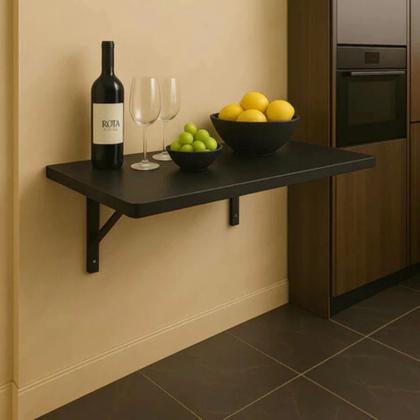 Imagem de Mesa Retrátil 90x40cm Preta Compacta, Funcional e Ideal para Espaços Pequenos