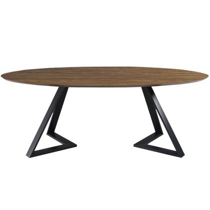 Imagem de Mesa Sala de Jantar 8 Lugares 250cm Tampo Oval Efron Nogueira/Preto G13 - Gran Belo