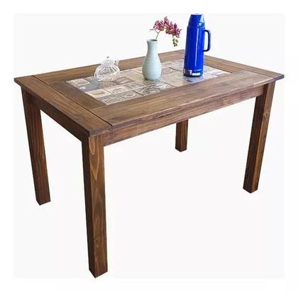Imagem de Mesa Sala Jantar 120cm Madeira Pinus Tampo Cerâmica Resistente Design Moderno Qualidade Durável