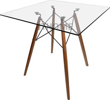 Imagem de Mesa Tampo 90cm Vidro Quadrado Pe Palito Eucalipto