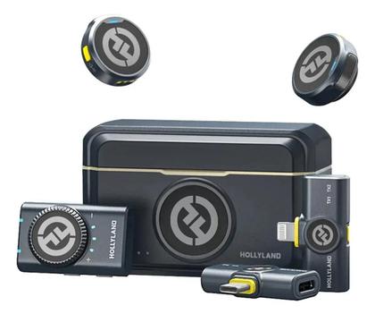 Imagem de Microfone Lapela Duplo Sem Fio Hollyland Lark M2 Combo Preto